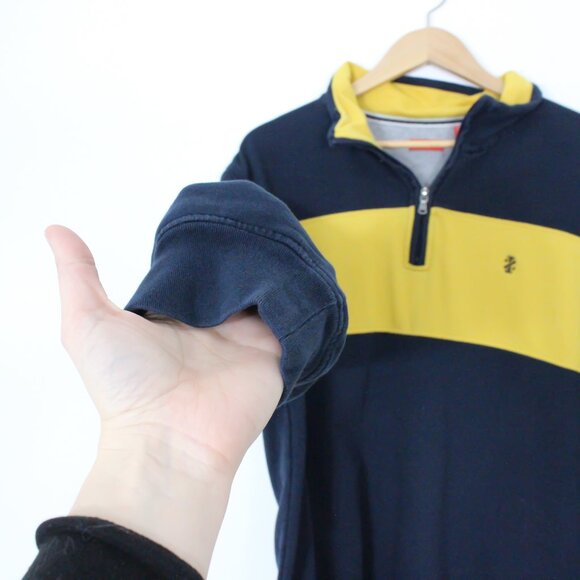 *Mens IZOD Navy and Yellow 3/4 Zip Sweater - Picture 4 of 5